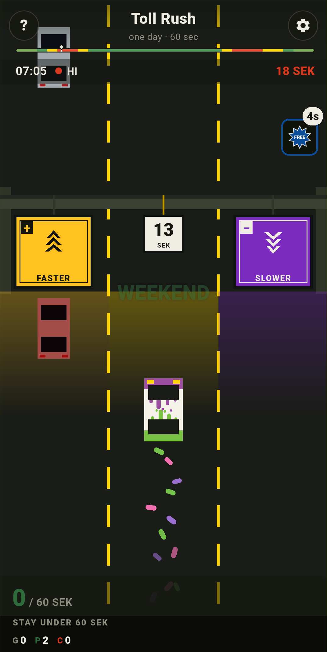 Toll Rush lane choice