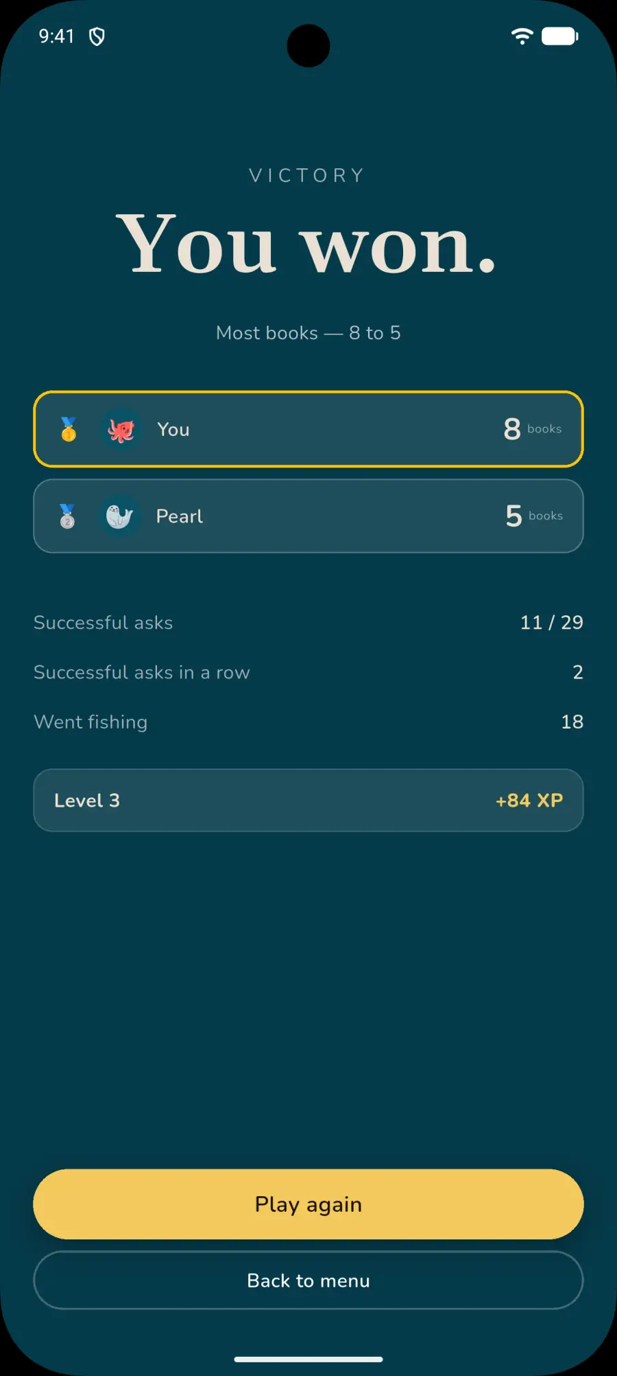 Go Fish end-of-game score