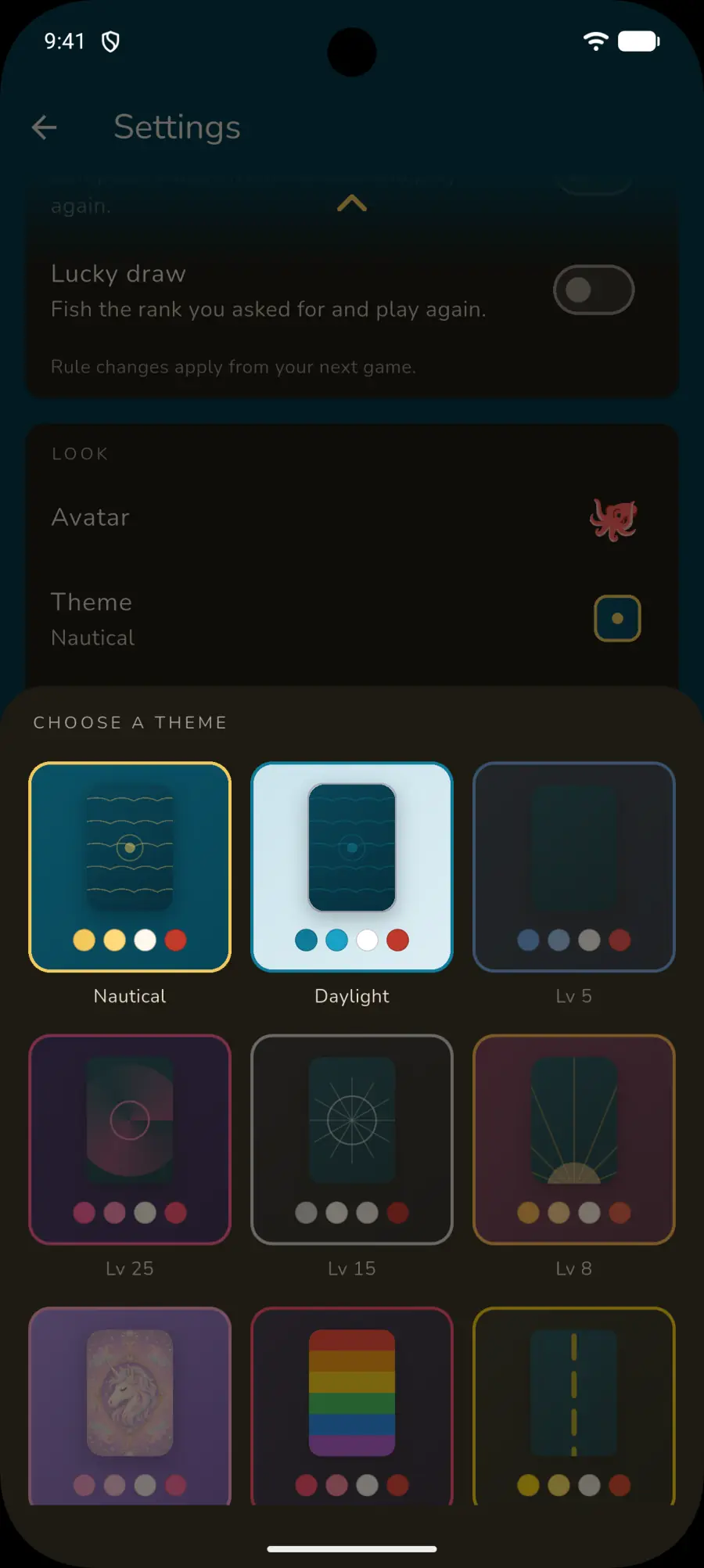 Go Fish table themes