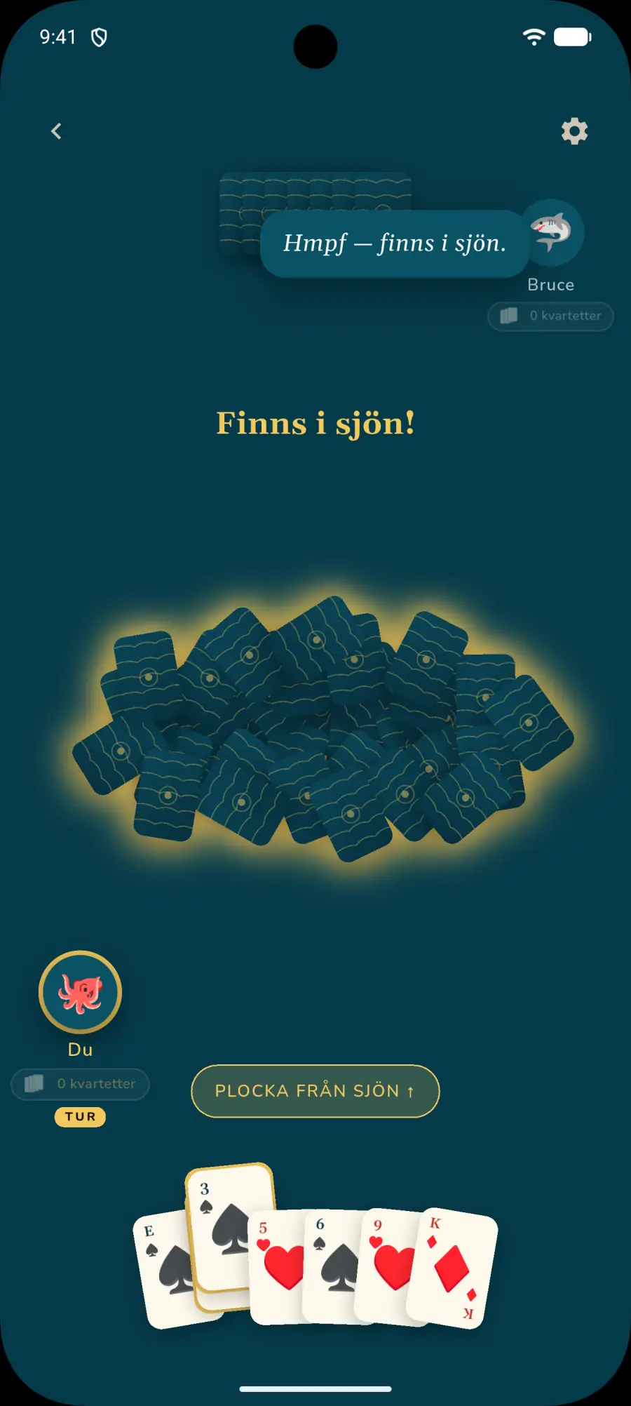 Finns i sjön — dra ett kort ur sjön