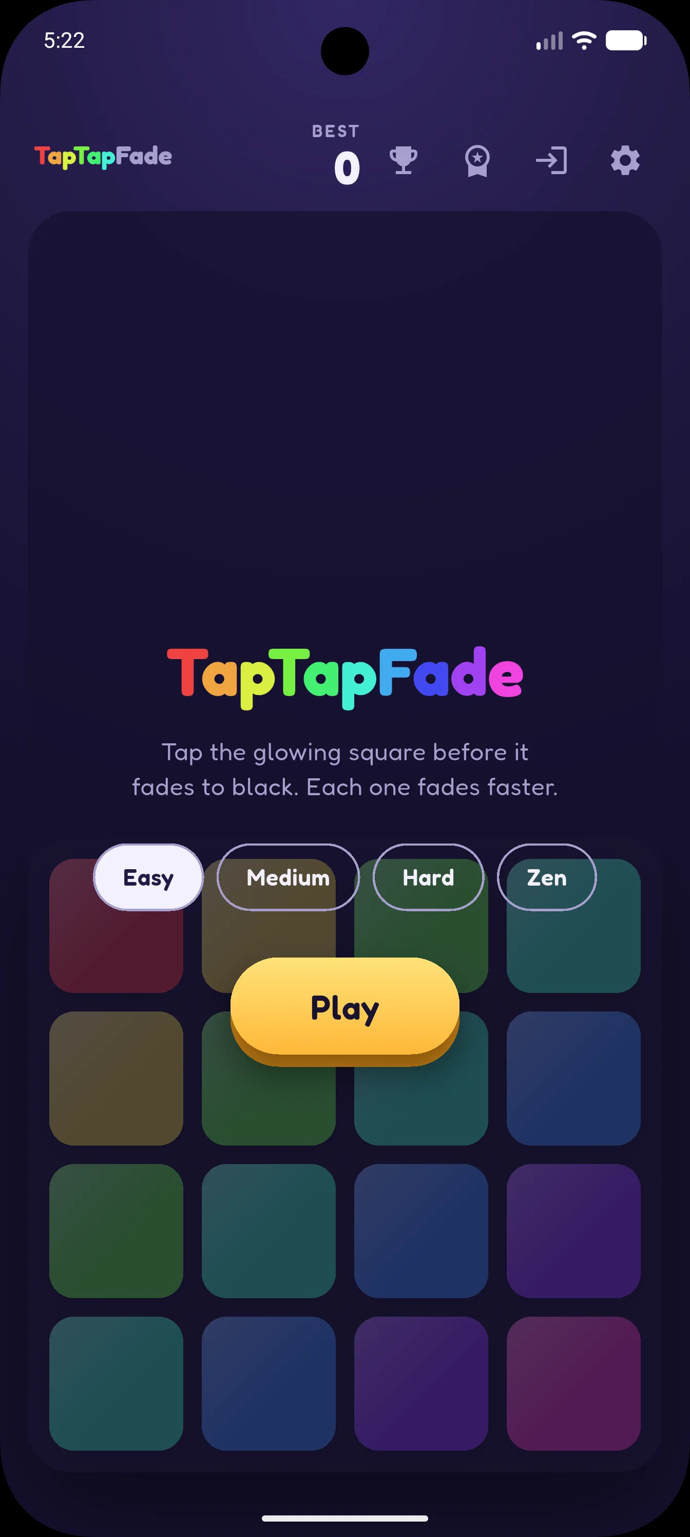 TapTapFade start screen
