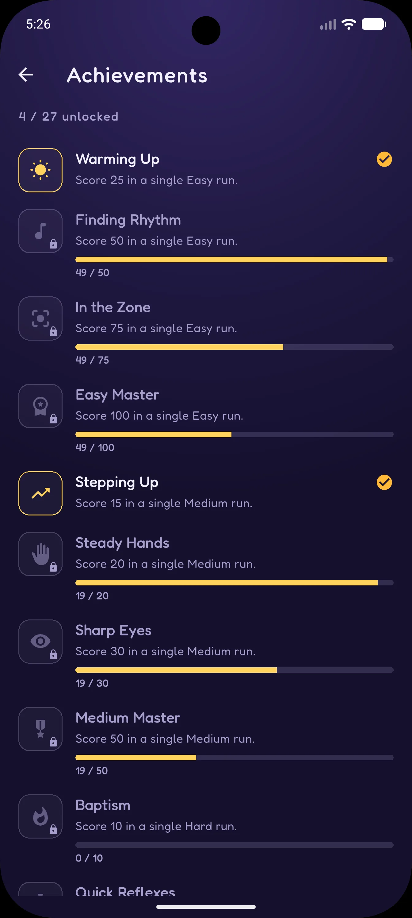 TapTapFade achievements