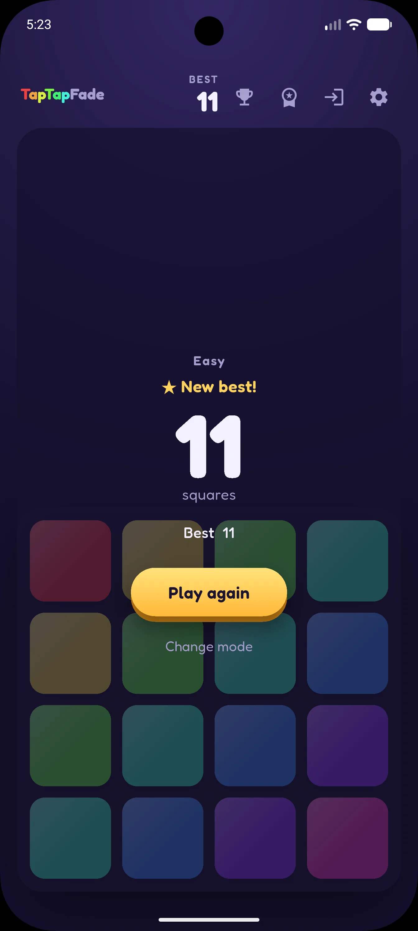 TapTapFade game over